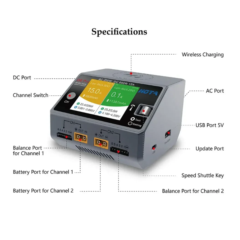 HOTA D6 Pro 200W AC/650W DC Du - Hota D6 Pro Dual Lipo Charger ulasan dan harga