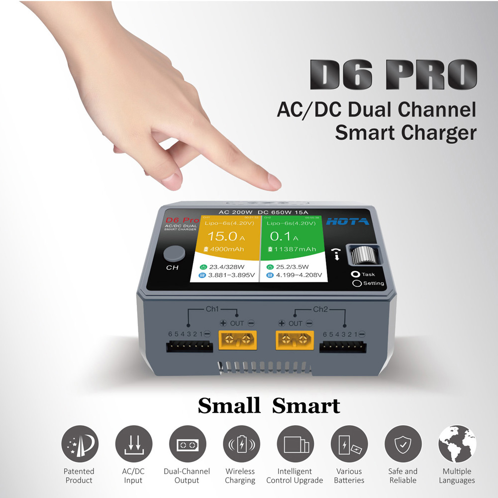 HOTA D6 Pro Black AC 200w DC 2 - Hota D6 Pro Dual Lipo Charger ulasan dan harga